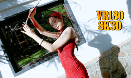 [3DVR180] Chinese beauty wearing red cheongsam