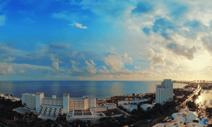 Relax Flying over Cancun in Mexico on Sunset. 12k 60fps 360  Shot with ShramkoCamera Relax Flying over Cancun in Mexico on Sunset. 12k 60fps 360  Shot with ShramkoCamera
