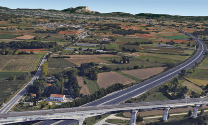 TGV window view before arriving in Aix-en-Provence TGV window view before arriving in Aix-en-Provence