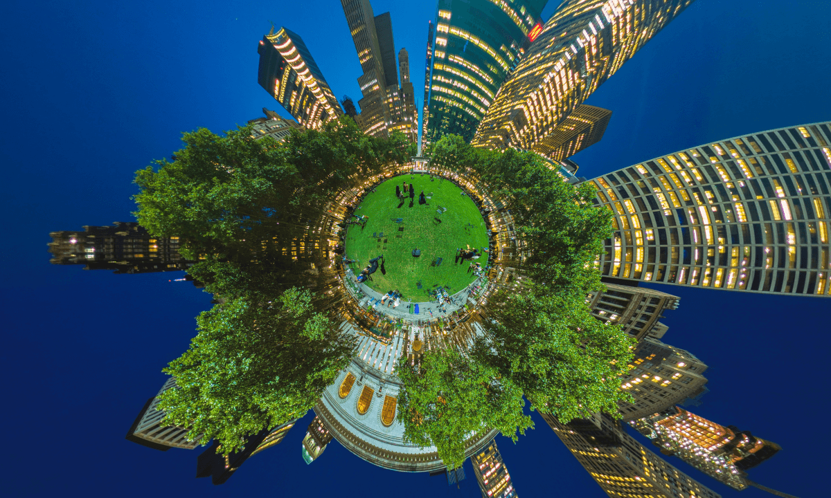 Night Falls on Bryant Park: 14K 360 Day-to-Night Timelapse in NYC Shot On QooCam 3 Ultra