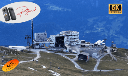 Hike on 2'400m ASL from the Crap Sogn Gion Galaxy Peak Station over the City of Laax for seeing the Vorab Glacier far away in 2'700m Canton Grisons Switzerland Hike on 2'400m ASL from the Crap Sogn Gion Galaxy Peak Station over the City of Laax for seeing the Vorab Glacier far away in 2'700m Canton Grisons Switzerland