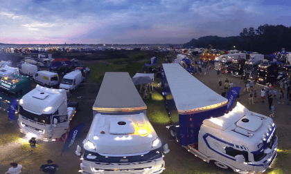 Flying over Master truck Show in Poland. Night and Day show. 8k VR 360 video Flying over Master truck Show in Poland. Night and Day show. 8k VR 360 video