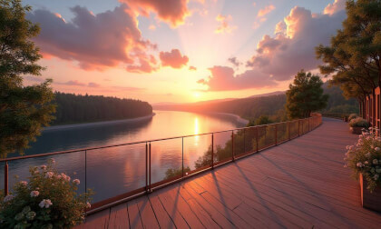 Observation deck on  the Volga river, Russia. 8k, HDR. Observation deck on  the Volga river, Russia. 8k, HDR.