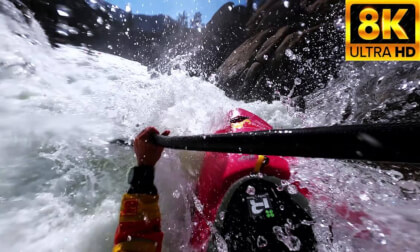 Kayak POV in raging rivers Kayak POV in raging rivers