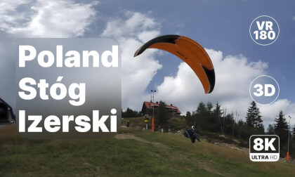 Poland Stóg Izerski - Paragliders Taking Off with Music 8K 180 3D Poland Stóg Izerski - Paragliders Taking Off with Music 8K 180 3D
