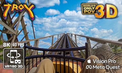 Troy 3D - Immersive 8K 60 fps VR Roller Coaster First Row POV in Stunning Detail Apple Vision Pro - Meta Quest 3