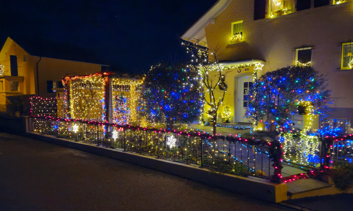 Most impressing and amazing Christmas lights at a single house in Lyss in the Bernese Seeland in Switzerland