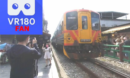 The train is running on Shifen Old Street at Taiwan VR Video The train is running on Shifen Old Street at Taiwan VR