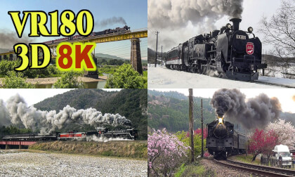 Japanese Steam Locomotives Old 3D images inserted into 8K 3D VR180 VR Video Japanese Steam Locomotives Old 3D images inserted into 8K 3D VR180 VR