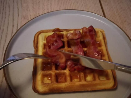 Waffles! Maple pour and eating with Canon Spatial lens Waffles! Maple pour and eating with Canon Spatial lens