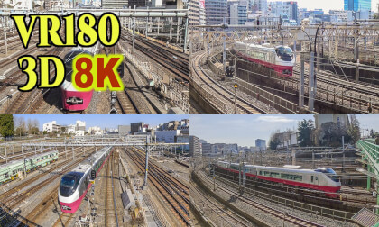 RED color E657series Limited Express Trains passing near Ueno Station in TOKYO,Japan RED color E657series Limited Express Trains passing near Ueno Station in TOKYO,Japan
