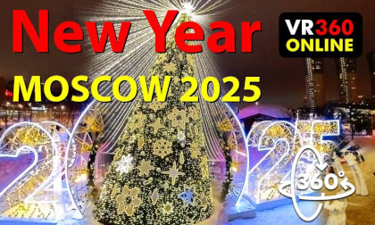 VR 360 видео 6К 360 3D видео Новогодний Парк Ходынское поле Елка Гимнасты Дед мороз Москва 2025 VR видео для VR очков 360 6K 3D видео