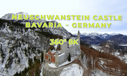 Neuschwanstein Castle in winter. Bavaria - Germany. 8K 360