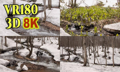 Scenery of melting snow in early spring around Hachimantai in Akita , JAPAN