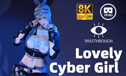 Lovely cyber girl otaku dance - 8K 3D 180° VAM MMD Passthrough VR Video Lovely cyber girl otaku dance - 8K 3D 180° VAM MMD Passthrough VR