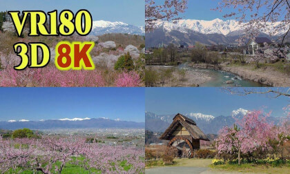 Spectacular spring view of the beautiful snow-capped mountains in JAPAN