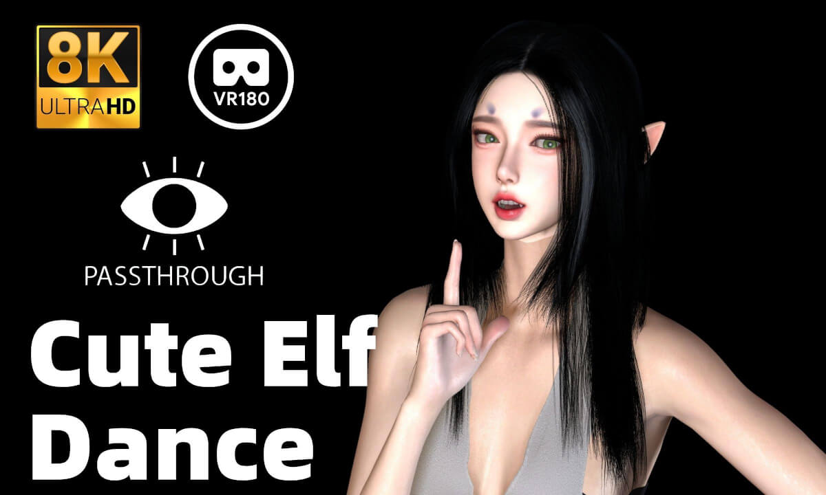 Cute Elf otaku dance - 8K 3D 180° VAM MMD Passthrough