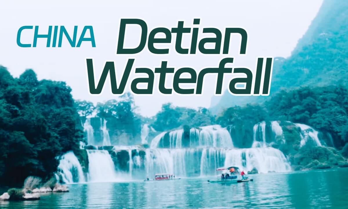 180VR Landscape of Detian Waterfall in Chongzuo, Guangxi, China