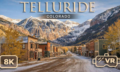 8K VR 180 Walking Tour and Gondola Ride in Telluride Colorado:  One of America's Most Scenic Town. Travel in VR