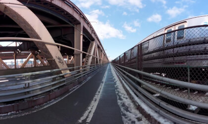 Riding Across Queens Bridge | Shot on Q3 Ultra VR180 Riding Across Queens Bridge | Shot on Q3 Ultra VR180