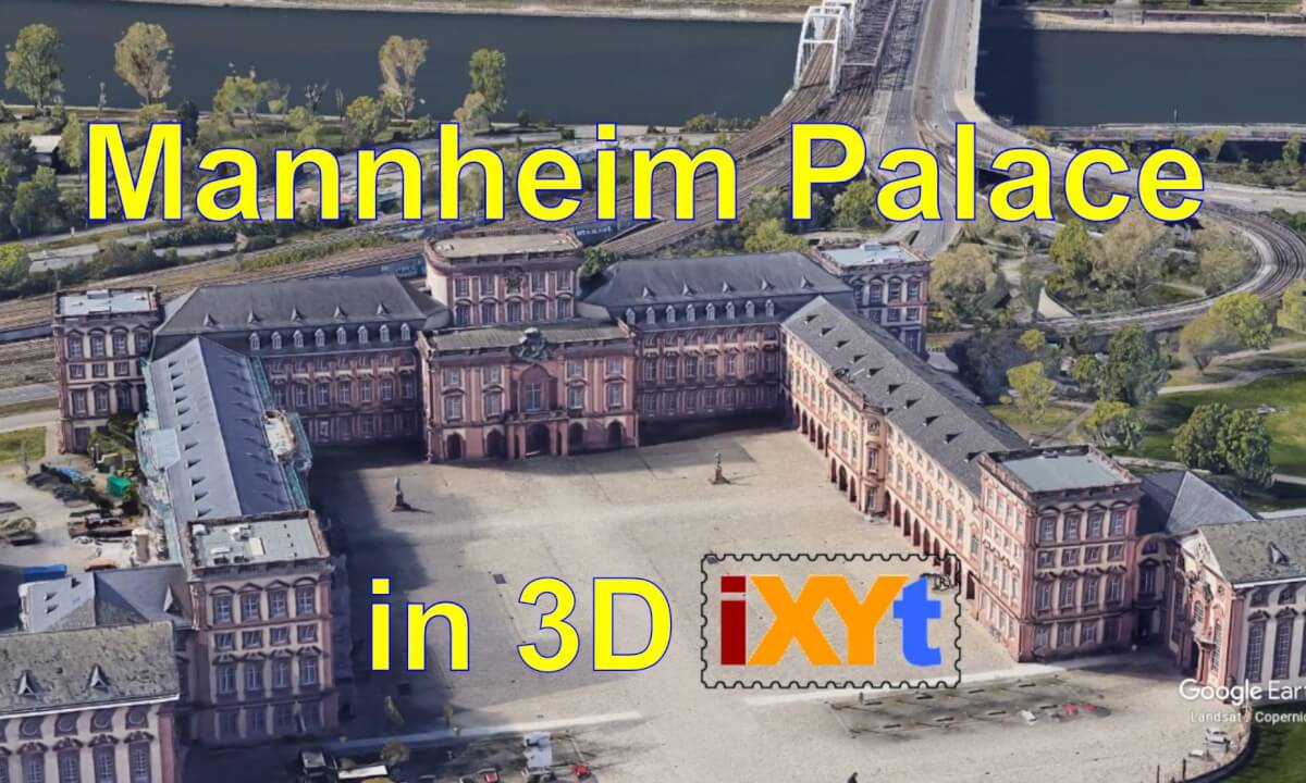 Baroque palace Mannheim, Baden-Wurtemberg, Germany in 3D SBS video for VR