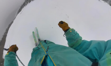 Woods run winter Skiing 360 view! VR Video Woods run winter Skiing 360 view! VR