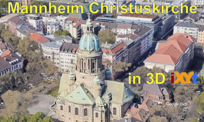 Mannheim Christuskirche, Baden-Wurtemberg, Germany in 3D SBS video for VR