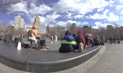Qoocam VR180 3D 8K Video in Binaural Stereo Audio: Drums and Piano in Washington Square Park VR Video Qoocam VR180 3D 8K Video in Binaural Stereo Audio: Drums and Piano in Washington Square Park VR