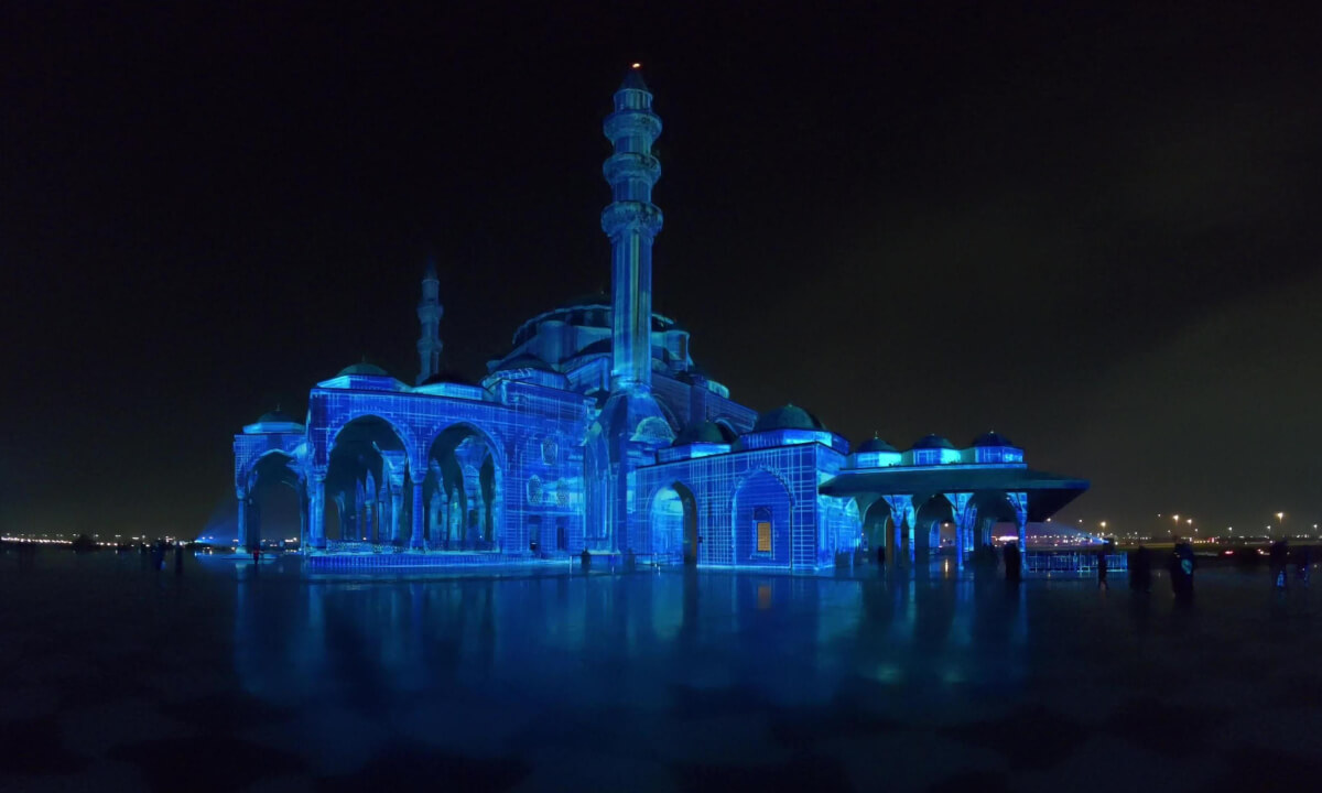 A Glowing Look at Sharjah Mosque | 8K VR180 Timelapse 3D
