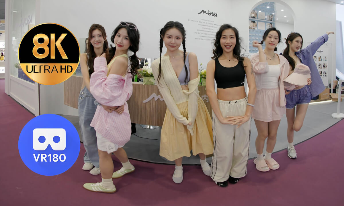 Six girls dressed in youthful style