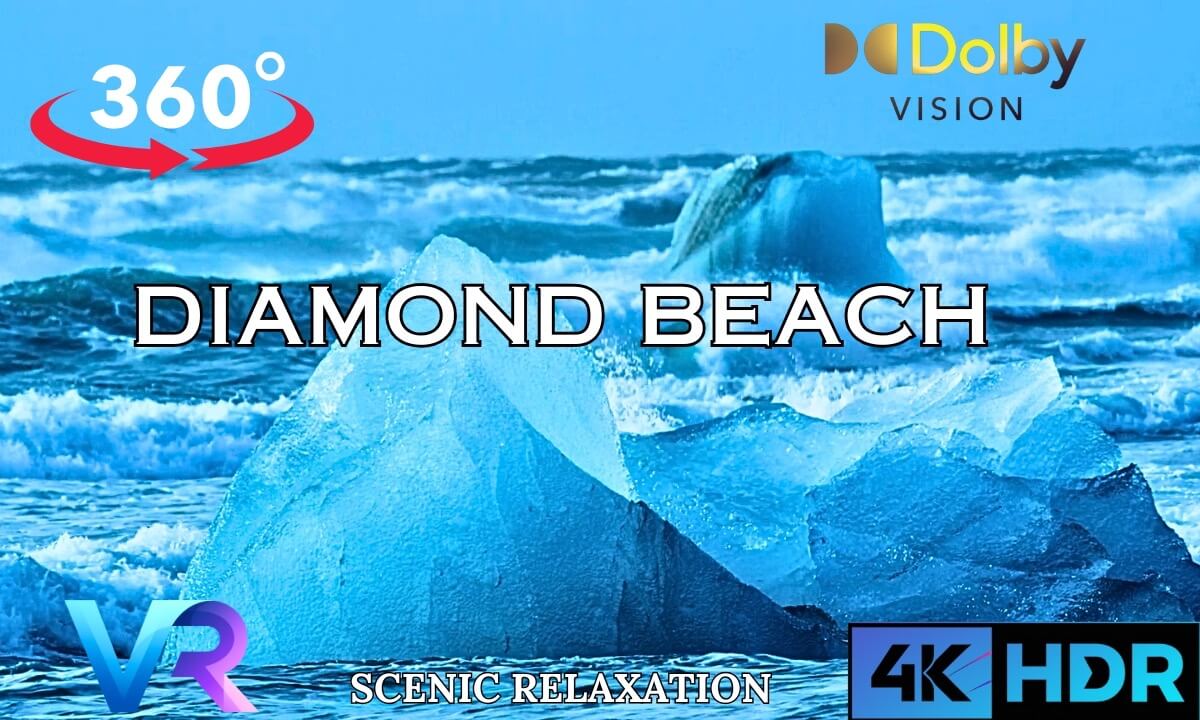360° VR Trip to DIAMOND BEACH ICELAND | Calming ocean sounds Experience