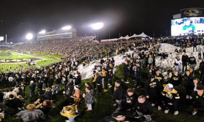 At the Endzone with Mizzouri Tiger fans by the M