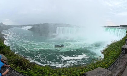 Niagara Falls walk way Canada side. 360° video use a finger or tilt device to rotate. Niagara Falls walk way Canada side. 360° video use a finger or tilt device to rotate.
