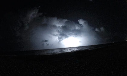 Extreme Lighting storm over the ocean at night Extreme Lighting storm over the ocean at night