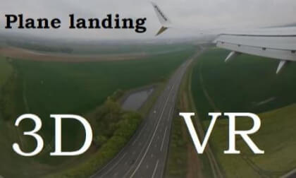 Final part of plane landing  in 3D VR VR Video Final part of plane landing  in 3D VR VR