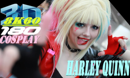 Harley Quinn Cosplay, 3D VR180, AX2024, meggiicosplay, ハーレイ・クイン, コスプレ, 8K60FPS Harley Quinn Cosplay, 3D VR180, AX2024, meggiicosplay, ハーレイ・クイン, コスプレ, 8K60FPS