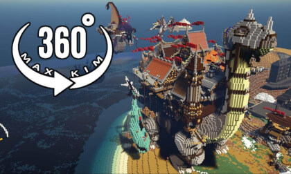 [5.7k 360°] [004] Minecraft Server Travel - Town on Dragon's Back [MaxKim]