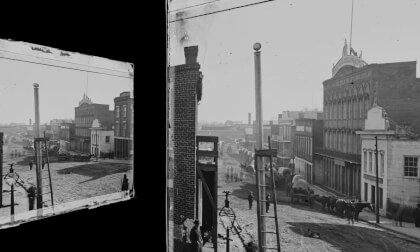 George N. Barnard stereograph: Wagon Train on Marietta St, Atlanta GA, 1864 (silent, still image)