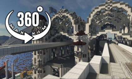 [5.7k 360°] [012] Minecraft Server Travel - Light Rail View [MaxKim]