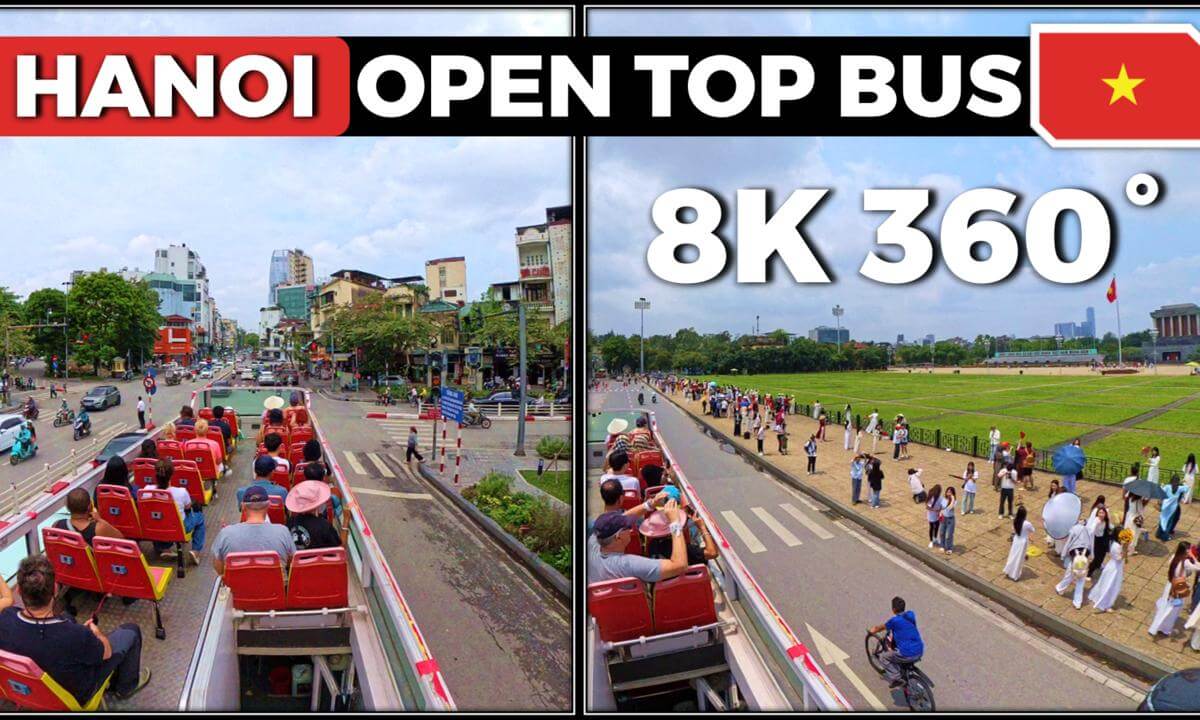 8K 360° VR Ride Through Hanoi's Chaotic Streets | Open-Top Bus Experience | Vietnam City Life