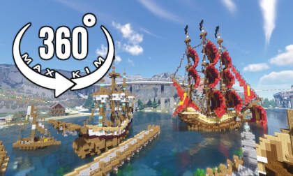 [5.7k 360°] [015] Minecraft Server Travel - Rail & Port [MaxKim]