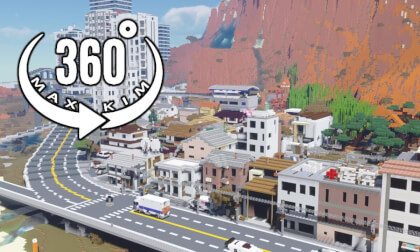 [5.7k 360°] [016] Minecraft Server Travel - Coastal Town  [MaxKim]