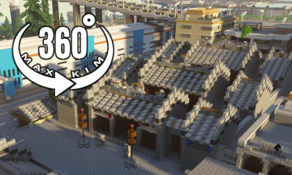 [5.7k 360°] [018] Minecraft Server Travel - Riverside Old Street [MaxKim]