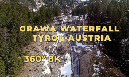 Grawa Waterfall. Tyrol - Austria.  360 8K Grawa Waterfall. Tyrol - Austria.  360 8K