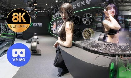 The DJ girl at the booth of Shoes Wheels The DJ girl at the booth of Shoes Wheels