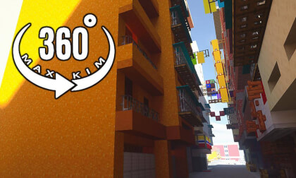 [5.7k 360°] [022] Minecraft Server Travel - Narrow StreetView [MaxKim]