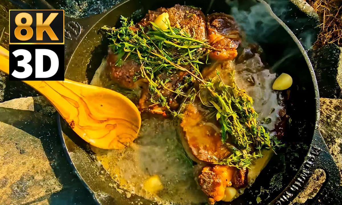 Juicy Steak Cooked in Nature