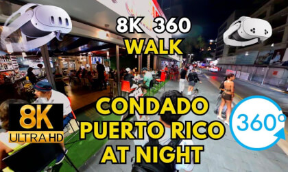 Walking down Ashford Avenue in Condado Beach, PR at night VR Video Walking down Ashford Avenue in Condado Beach, PR at night VR