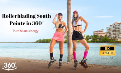 Miami Beach (South Pointe) with Sol and Flor rollerskating in 360° Miami Beach (South Pointe) with Sol and Flor rollerskating in 360°