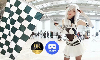Genshin Impact racing suit Shenhe cosplay VR Video Genshin Impact racing suit Shenhe cosplay VR